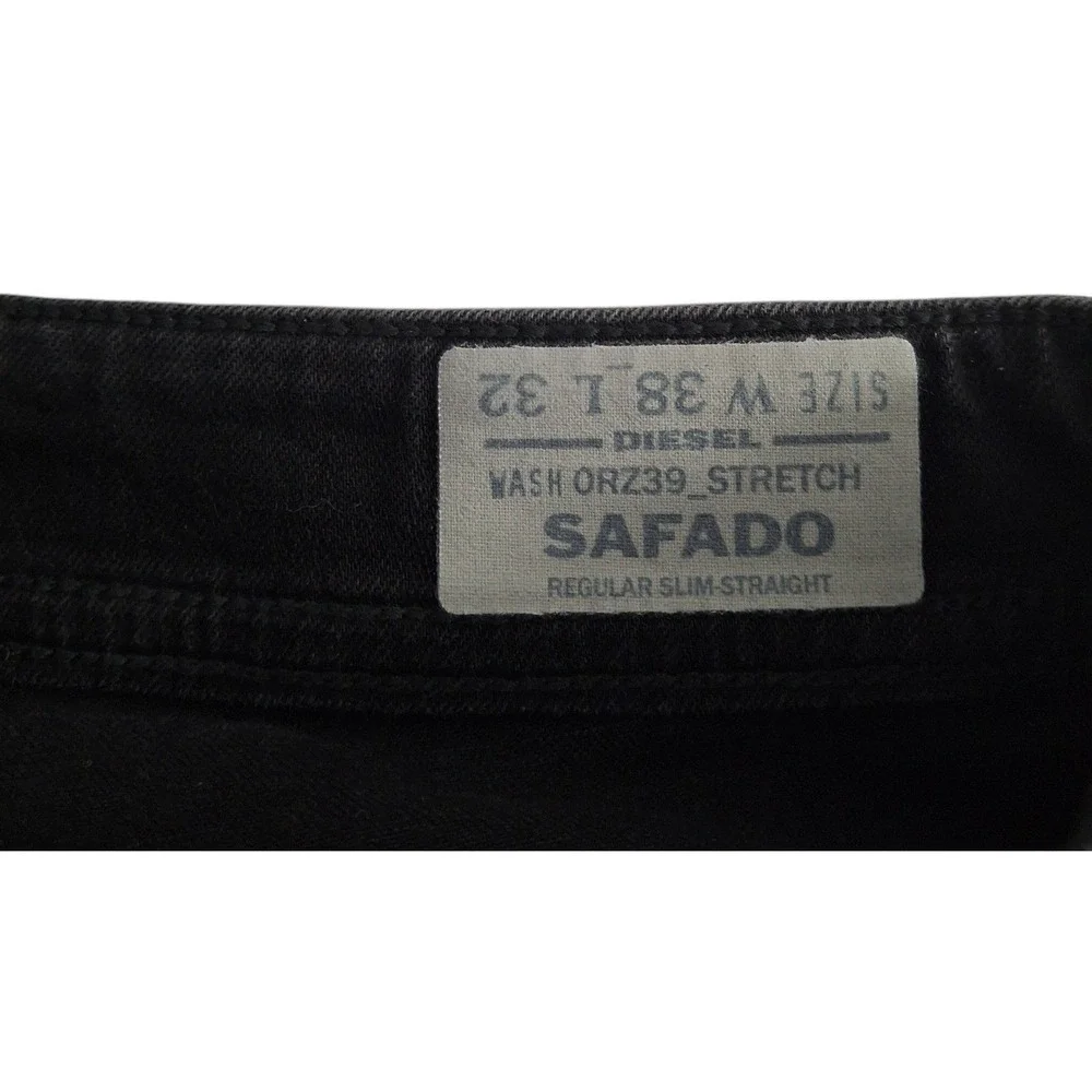 Diesel Safado Regular Slim-Straight Black Stretch Jeans Mens 38x32 Wash 0RZ39